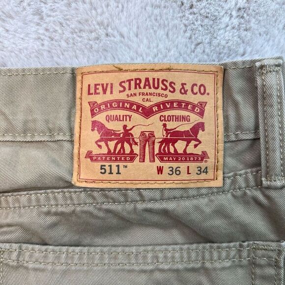 Levis 511 Straight Stretch Tan Brown Denim Active Jeans Mens Size 36x34 Cotton - Picture 8 of 8